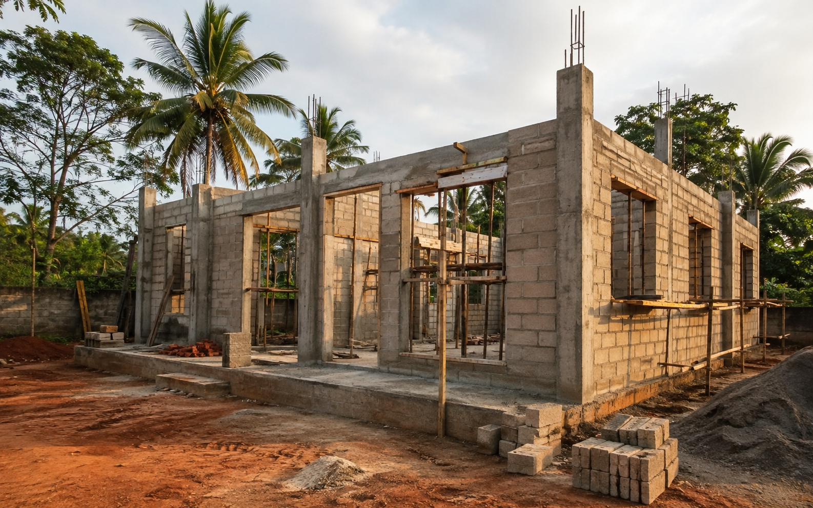 Week 18 masonry and walls construction progress in Sri Lanka